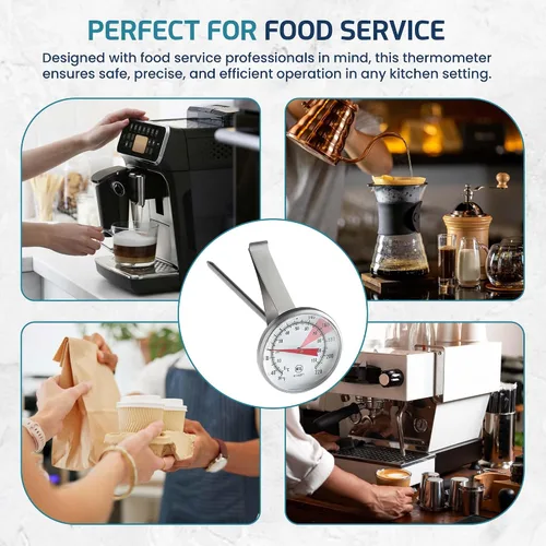 Vista 6 de OCS Parts Termómetro de espuma de leche de 8 pulgadas Termómetro de 30-200 ° F con clip para café, capuchino, lattes, mocas, espuma de leche
