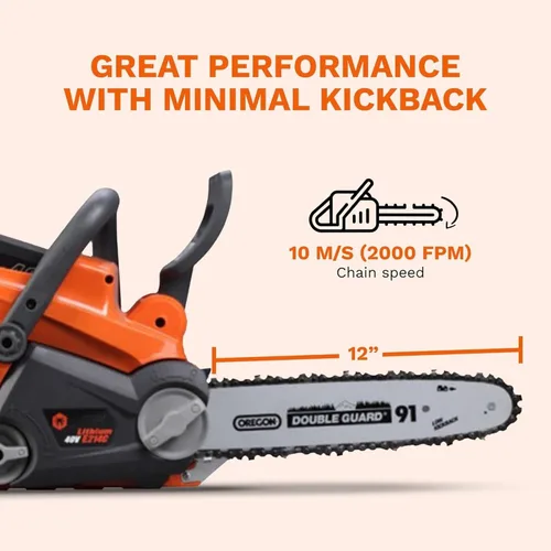 Vista 4 de Motosierra alimentada por batería, confiable de 40 V, inalámbrica con velocidad de cadena de 32.8 ft/s, motosierra de gas, equipo moderno