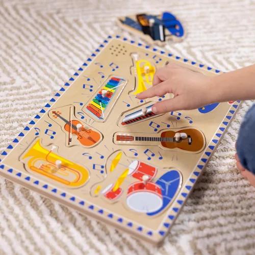 Vista 5 de Rompecabezas de clavijas, instrumentos musicales con sonido, de madera, Melissa & Doug (8 piezas)