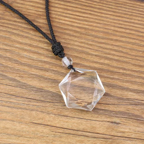 Vista 4 de COAI Collar con colgante de hexagrama de estrella de David Amulet, Piedra