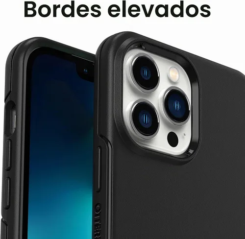 Vista 4 de OtterBox Funda para iPhone 13 Pro Max y iPhone 12 Pro Max Symmetry Series - Negro, ultra suave, compatible con carga inalámbrica, bordes elevados