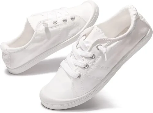 Vista 7 de Tenis de lona para mujer, sin cordones, caña baja, informales, clásicos, cómodos, planos, a la moda