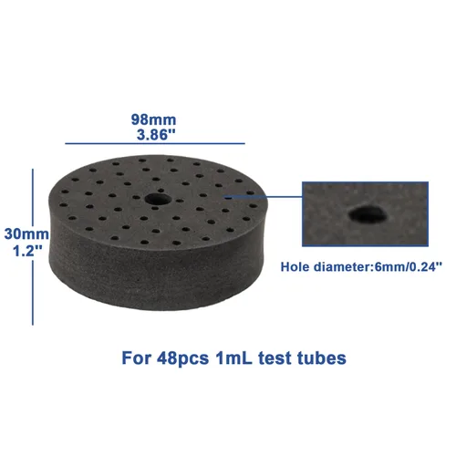 Vista 3 de ONiLAB Inserto de tubo de ensayo científico para 48 tubos de ensayo de 0.0 fl oz de 0.236 in de diámetro, uso con adaptador universal, no incluye