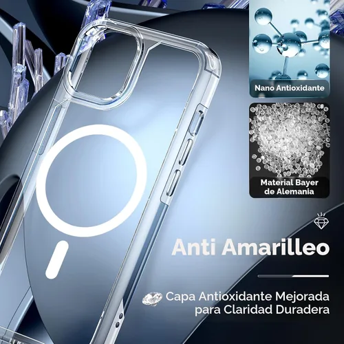 Vista 4 de TAURI Funda para iPhone 14, compatible con MagSafe, transparente A-Magnético Transparente