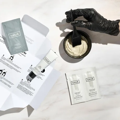 Vista 7 de dpHUE Kit de retoque de raíces, marrón medio - Tinte permanente para el cabello para cobertura de canas - Incluye dos aplicaciones - Sin parabenos