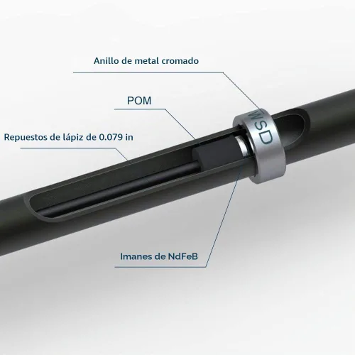 Vista 3 de Lápiz mecánico de aluminio Aviation, lápiz de control magnético, funciona con CNC, de varios colores, repuestos para lápiz, diámetro de 2.0 mm, 2B