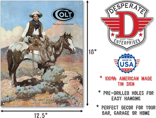 Vista 2 de Desperate Enterprises Letrero de metal "Tex and Patches