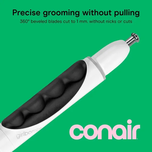 Vista 2 de Conair GIRLBOMB Recortador de Pelo de Nariz para Mujeres, Eliminación de Vello Facial para Mujeres Funciona con Pilas, Hoja Biselada 360°