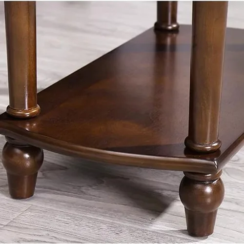 Vista 8 de Mesa auxiliar de sofá, mesa auxiliar de madera, mesa auxiliar estrecha con estante de almacenamiento abierto y cajón, mesa auxiliar rectangular