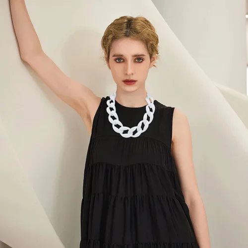Vista 3 de Firstmeet Collar de acrílico grueso con eslabones de cadena suave, gargantilla de estilo cubano, regalo de joyería para mujer