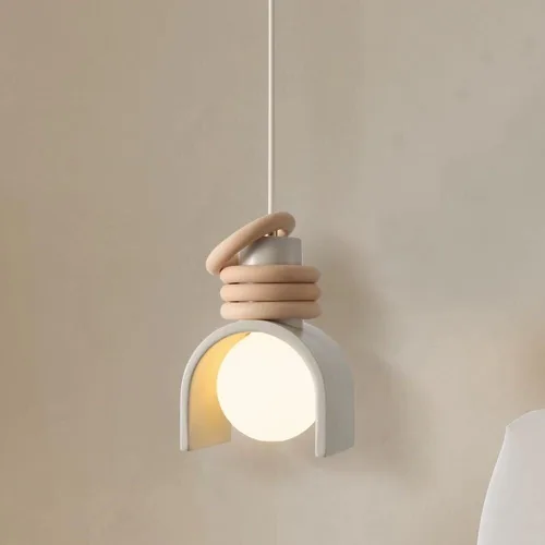 Vista 8 de Lámpara colgante de cristal japonesa Wabi Sabi para sala de estar, lámpara colgante de alambre, moderna, nórdica, blanca, para isla de cocina