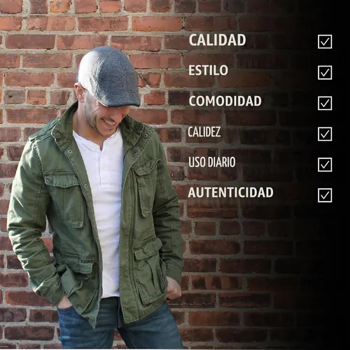 Vista 4 de The Original Boston Scally Gorra – The Scrapper Newsboy Gorra plana – 6 paneles de algodón ajustado para hombre Carbón