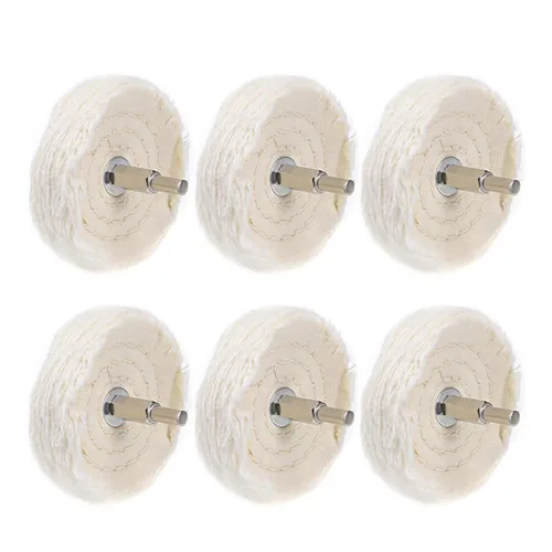 Vista 8 de uxcell Rueda de almohadilla de pulido de 1 pulgada de algodón con mango de 1/8 pulgadas para colector de aluminio, acero inoxidable, cromo blanco