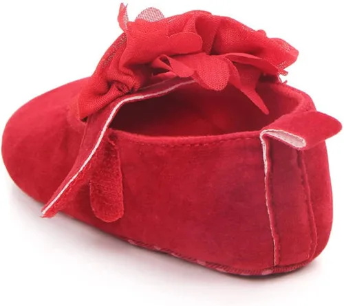 Vista 6 de Zapatos planos de Mary Jane con lazo floral de princesa para bebé y niña, zapatos de vestir suaves para recién nacidos, cuna para primer caminante