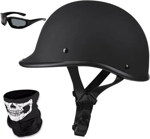 Vista 8 de Medio casco para motocicleta, aprobado por DOT, vintage, cara abierta, unisex, para adultos, para motocicleta, scooter, ciclomotor, Street Cruiser