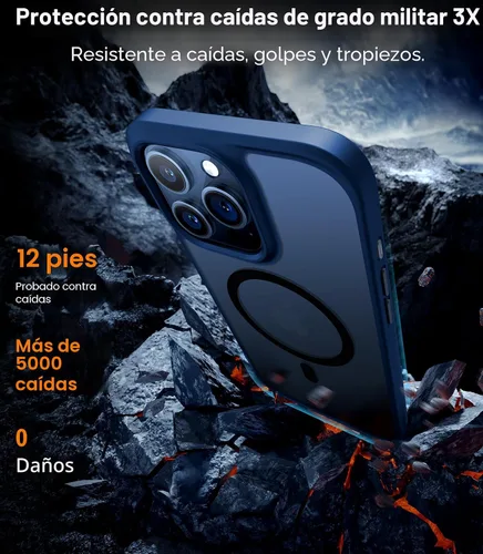Vista 3 de TORRAS Funda magnética a prueba de golpes para iPhone 15 Pro, [probada contra caídas de grado militar] [compatible con MagSafe] translúcida delgada