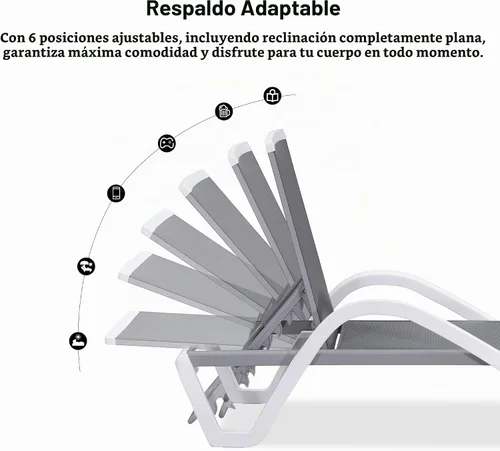 Vista 6 de PURPLE LEAF Patio Chaise Lounge - Silla con brazos de plástico
