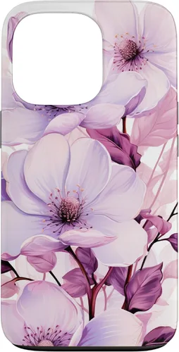 Vista 10 de Funda para iPhone 17, diseño de flores de magnolia rosa y morado lavanda