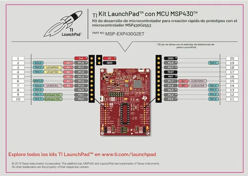 Vista 5 de Texas Instruments Value Line MSP430 LaunchPad - MSP-EXP430G2ET, 14-/20-pin DIP (N) Socket