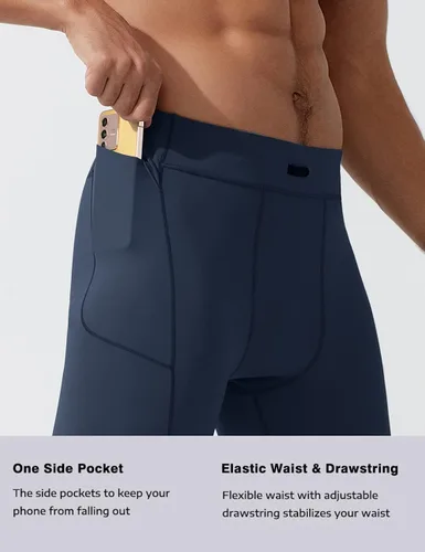 Vista 4 de MIZOK Pantalones cortos de compresión elásticos para hombre con bolsillo