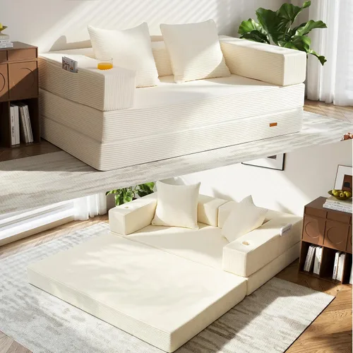Vista 22 de COMAX Sofá cama futón, sofá cama convertible, sofás plegables sin hueso