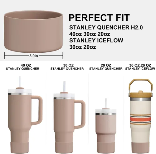 Vista 2 de Affute Funda Protectora de Silicona para Stanley Quencher H2.0 40 30 20 oz e IceFlow Flip 30 20 oz, Libre de BPA Anti-Ruido Anti-Arañazos, Protector