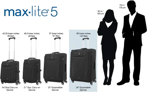 Vista 5 de Travelpro Maxlite - Maleta con ruedas giratorias (extensible, 5 lados suaves), Negro), 401176901