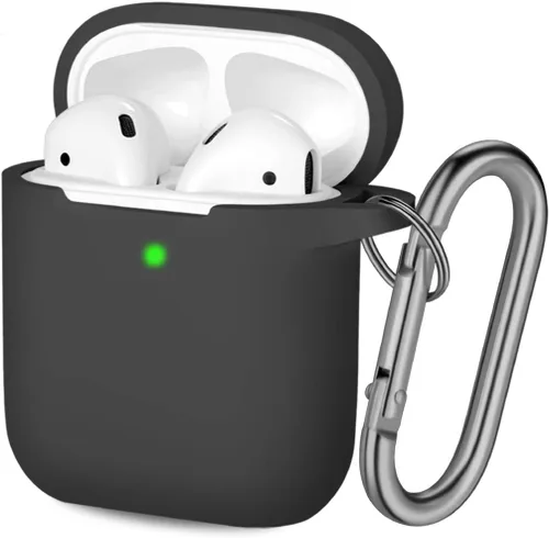 Vista 19 de Hamile Compatible con estuche de AirPods, funda protectora de silicona suave (LED frontal visible) diseñada para AirPods con accesorios de llavero