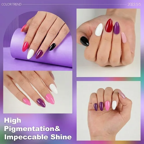 Vista 4 de Misssix 12 Pcs Nail Polish Set 10 Colors with Base Coat and Top Coat, Quick Dry Nail Polish, Mini Nail Lacquer Strengthening Manicure DIY Nail Art