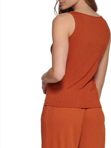 Vista 4 de Calvin Klein Top de gasa de manga corta para mujer con cola de camisa