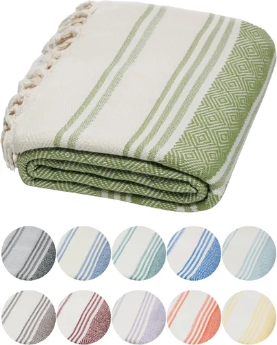 Vista 11 de DEMMEX Organic Diamond - Toalla turca de baño y playa 100% algodón turco certificado Oeko-TEX, ultra suave, de secado rápido, ligera, compacta