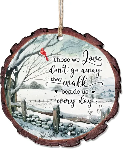 Vista 8 de HYTURTLE Adorno conmemorativo cardenal rojo de Navidad Adorno de árbol de Navidad Regalos para pérdida de seres queridos - Regalos conmemorativos