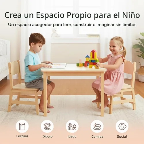 Vista 5 de Mesa y sillas para niños, fácil de limpiar, mesa para niños