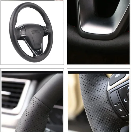 Vista 3 de Funda para volante de automóvil, transpirable y cómoda, cosida a mano para Nissan X-Trail 2008-2013