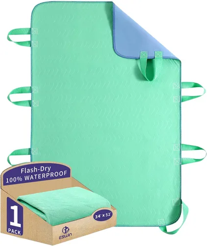 Vista 8 de Almohadilla de cama de posicionamiento con asas, secado rápido, almohadillas para incontinencia de 6 asas, lavables, impermeables, reutilizables