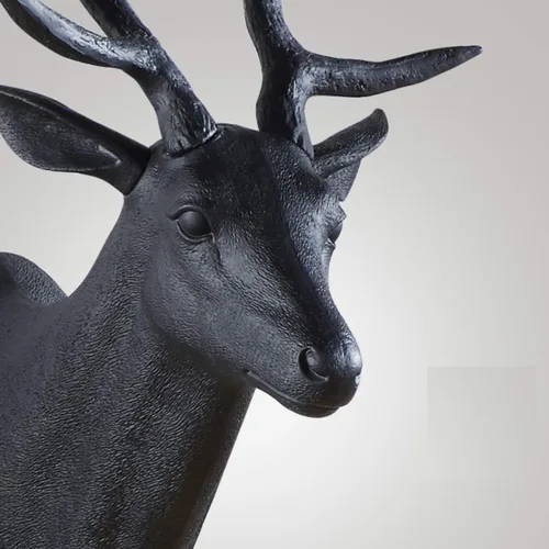Vista 3 de Notakia Wall Charmers Cabeza de Ciervo Falsa Grande Negra Taxidermia Falsa Cabeza de Animal Decoración de Pared - Decoración de Granja Hecha a Mano