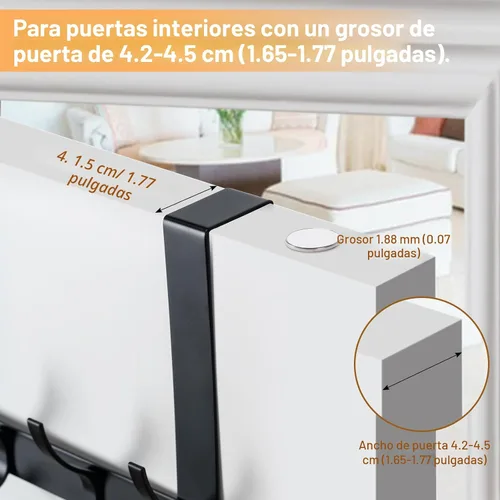 Vista 2 de BOOMIBOO Ganchos para colgar sobre la puerta, colgador de puerta resistente, toallero con ganchos para toallas para baño, 12 ganchos grandes sobre