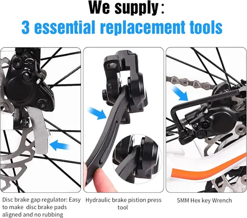 Vista 2 de 4 pares de pastillas de freno para bicicleta, pastillas de freno para bicicleta con herramientas de instalación compatibles con pastillas de freno