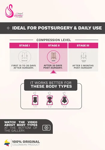 Vista 6 de Fajas Reductoras y Moldeadoras Colombianas Levanta Cola Prendas de Compresión Postoperatoria Después de la Liposucción, Beige