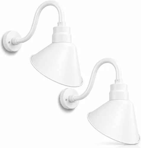 Vista 9 de Lámpara de señal de cuello de cisne de acabado galvanizado de 10 pulgadas con brazo de extensión de 22 pulgadas de largo, aplique de pared