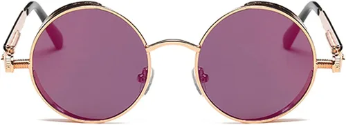 Vista 3 de Pack of 2 Round Sunglasses Steam Punk Style Metal Frame Steampunk UV400