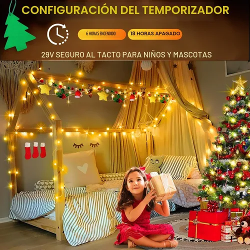 Vista 3 de KNONEW Guirnalda de luces de Navidad para interiores, 60 pies, 180 luces LED impermeables para exteriores, 8 modos de iluminación, función de Blanco