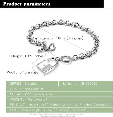 Vista 3 de Charm - Pulsera de plata de ley 925 con colgante de cerradura de llave para mujer, de plata maciza, joyería fina, regalo para esposa y novia