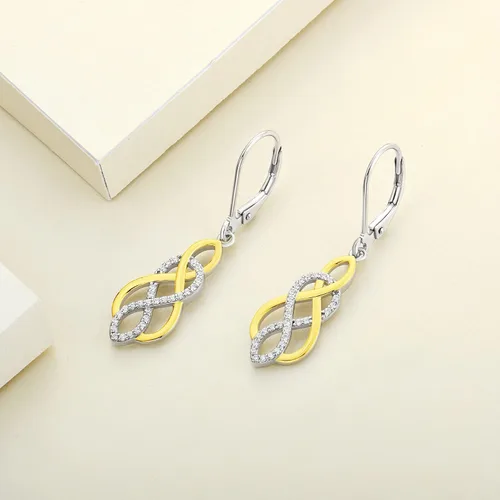 Vista 5 de YL Aretes de nudo celta de plata de ley 925 con cierre de palanca infinito, joyería colgante