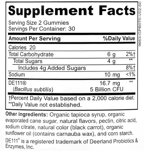 Vista 4 de Biopharma Scientific Gomitas nanoprobióticas 30 porciones Bacillus Subtilis probiótico 5 mil millones de UFC Probiotic Gummies with Bacillus