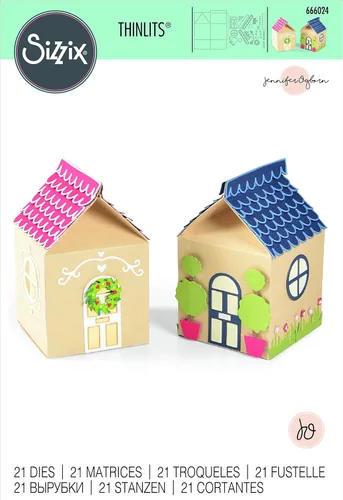 Vista 3 de Sizzix Juego de troqueles Thinlits de 21 piezas, caja de regalo de casa de temporada por Jennifer Ogborn 666024 Capítulo 4 2022 Oblea, gris