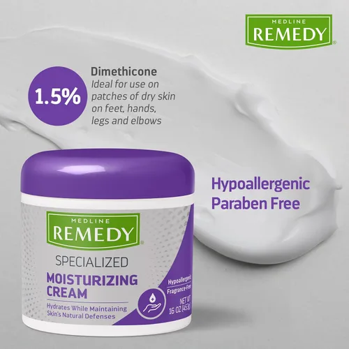 Vista 4 de Medline Remedy Crema para la piel especializada, sin fragancia (16 onzas), 1.5% de dimeticona, hidratante nutritiva para piel seca, sin sulfatos