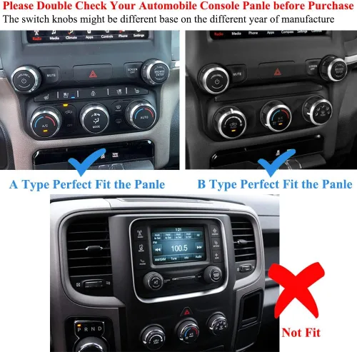 Vista 5 de Cubierta de perilla de radio de CA compatible con Dodge Ram 2019 2020 2021 aire acondicionado control de clima automático, interruptor
