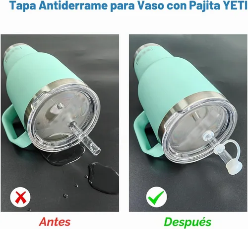 Vista 2 de LUOLAO Tapón de silicona contra derrames para vaso de paja YETI, con tapa