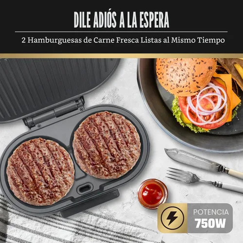 Vista 2 de FineMade Doble Mini Parrilla Eléctrica, Sandwichera para Desayuno, Prensa para Hamburguesas, Parrilla para Panini, Parrilla Eléctrica Pequeña, Ideal